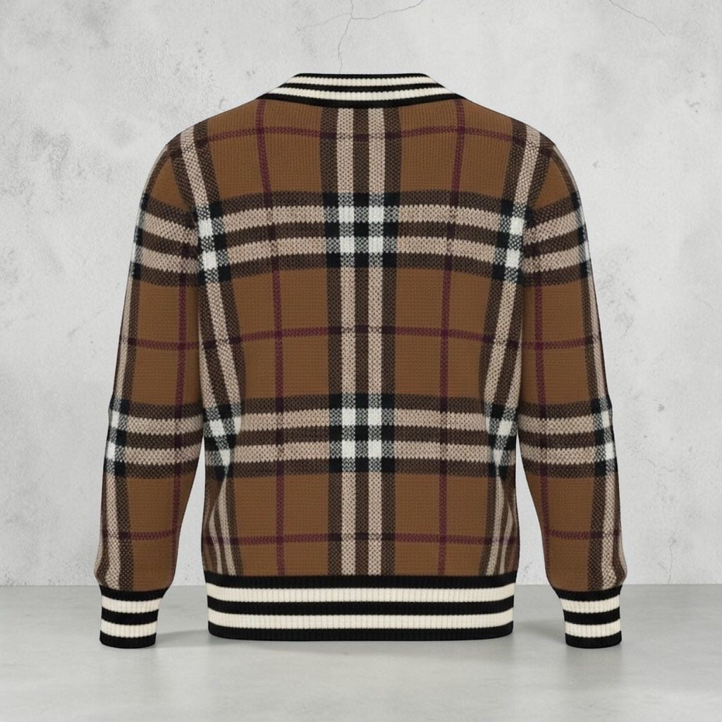 Burberry Signature Nova Check Sweater 🧶🟫 V-Neck Classic Plaid Knit Jumper 👔💼