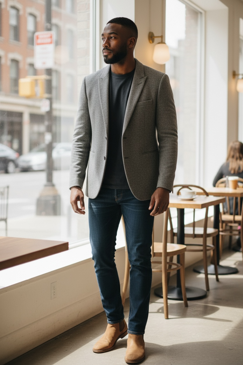 🔥 YSL Corduroy Slim Fit Blazer – Grey