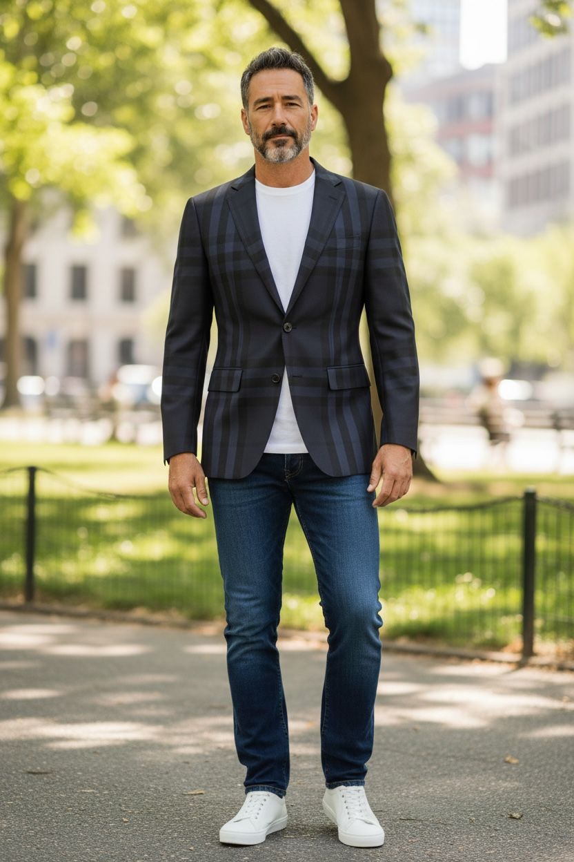 Burberry Navy Black Plaid Tailored Blazer 👔✨
Classic Check Wool Blend Suit Jacket 🔥 Premium British Luxury Fit