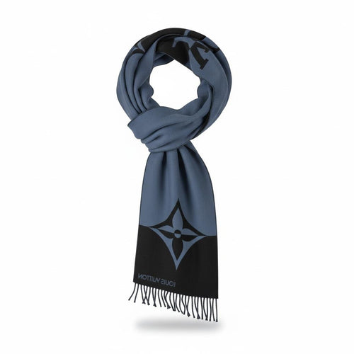 Brand New 100% Authentic LV Cashmere Scarf 🧣✨ | Navy Blue Monogram Fringe Shawl 🌟 Louis Vuitton Winter Luxury ❄️